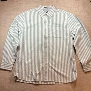 Lands End Sail Rigger Oxford Striped Button Down Shirt Mens XL Traditional Fit